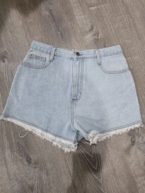 Rare Vintage 80s/90s Steel Jeans High Rise Cutoff Light Denim Shorts Sizejr13,wS